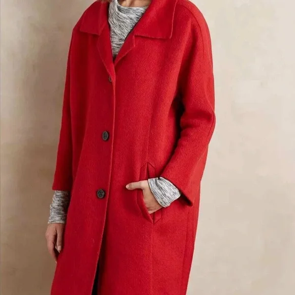 Anthropologie elevenses Brienne Red coat. Size Large. - Picture 2 of 14